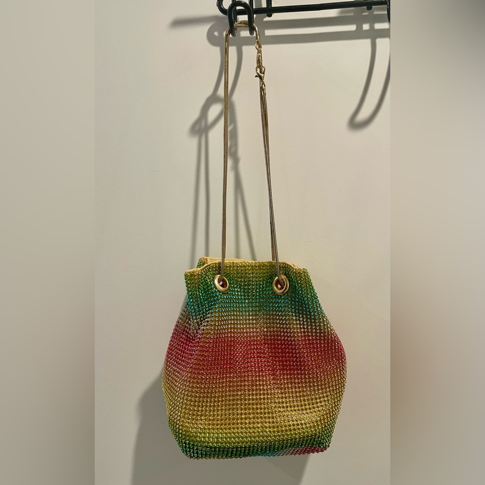Rainbow Rhinestone Pouch Bag